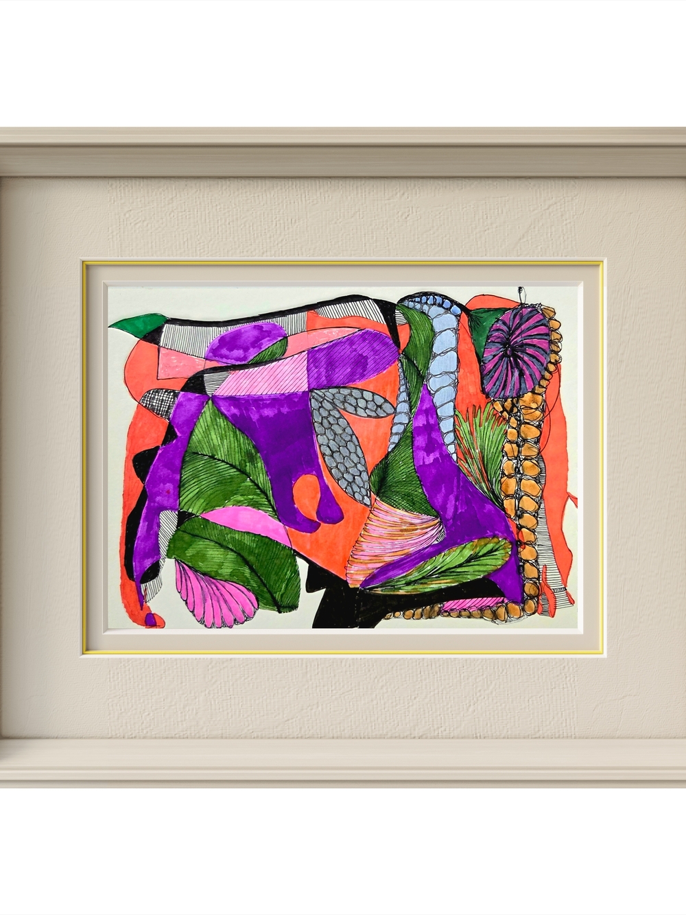 Abstract Art in Purple, Green and Orange
